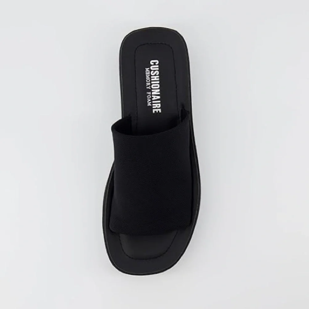 Cushionaire Women’s Pim Knit Platform Black Slide Sandals w/ Memory Foam Sz 9.5
